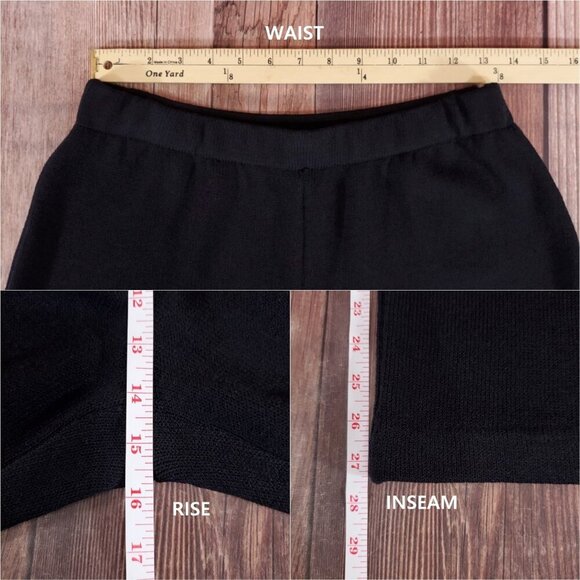 St John Basics Womens Size 12 Black High Rise Wide Leg Knit Pants Made in USA - Picture 10 of 10